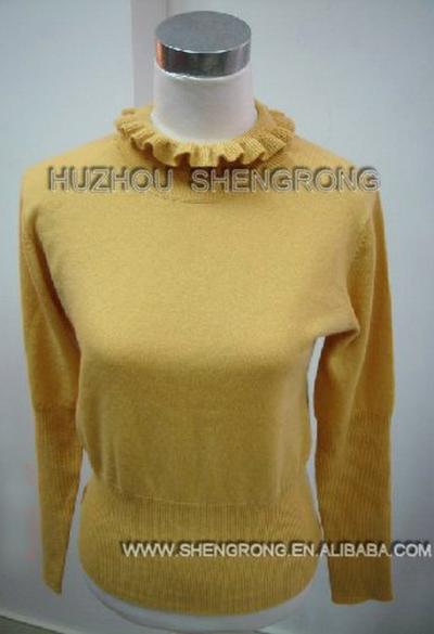 Women`s Cashmere Ruffled Collar Pullover (Women`s Cashmere Ruffled Collar Pullover)