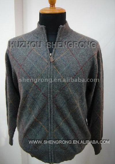 Men`s Cashmere Jacquard Cardigan Sweater (Men`s Cashmere Jacquard Cardigan Sweater)