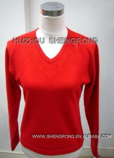 Women`s Wool & Cashmere Beading Sweater (Женщины шерсть & Cashmere