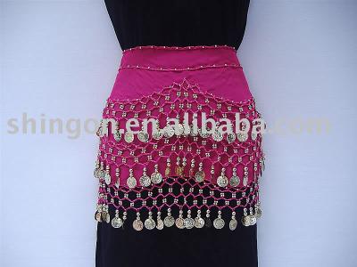 Red Belly Dance Gold Coins Belt Hip Scarf Wrap (Red Belly Dance Gold Coins Belt Hip Scarf Wrap)