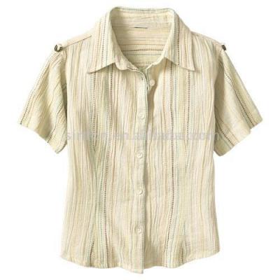 Ladies shortsleeve stripe blouse (Ladies shortsleeve stripe blouse)