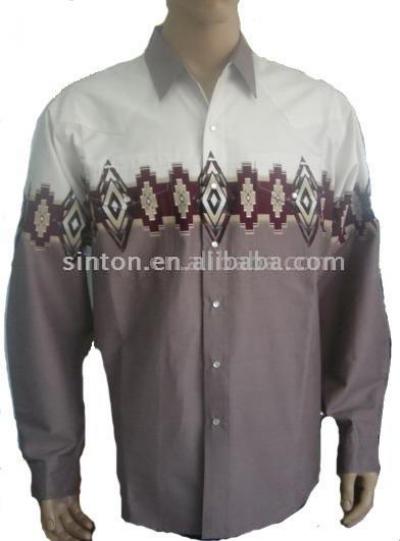 western style border printing Shirt (western style border printing Shirt)