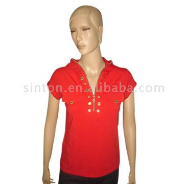 Ladies` Knitted t Shirt With Hood (Ladies` Knitted t Shirt With Hood)