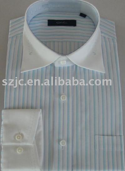 LS Lt.Blue Striped shirt with White Trim