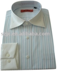 LS Lt.Blue Striped shirt with White Trim