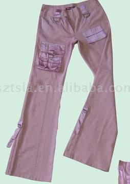 Ladies` 100% cotton trousers