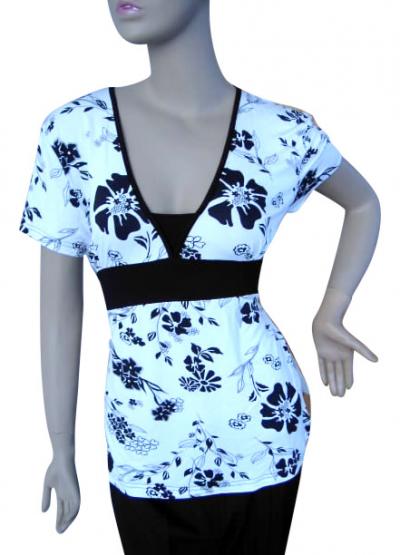 Ladies` Short-Sleeve Printed Viscose Spandex Top (Дамские коротким рукавом Печатный вискозы Spandex Вверх)