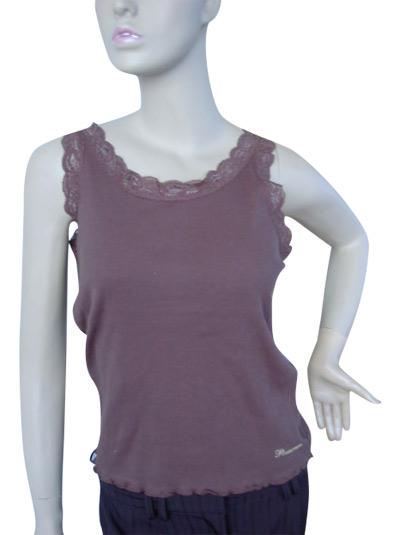 Ladies` Cotton Knit 2x2 Rib Top with Laces (Ladies` Cotton Knit 2x2 Rib Top with Laces)