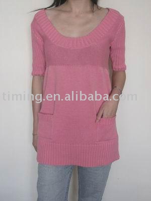 Junior Short-Sleeve Sweater with Pocket
