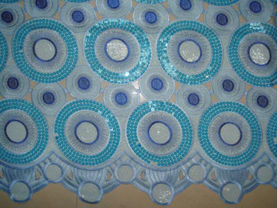 Handcut voile lace inlayed many paillettes (Handcut voile de dentelle incrustée de nombreuses paillettes)