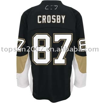 #87 Sidney Crosby Black Hockey Jersey (# 87 Sidney Crosby noir de chandails de hockey)
