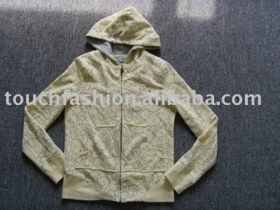 Ladies` 100% Cotton Knitted Hoody