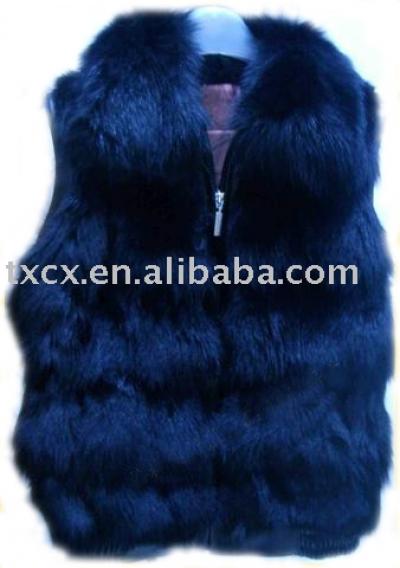 Rabbit Fur Vest with Blue Fox Collar (Rabbit Fur Vest mit Blue Collar Fox)