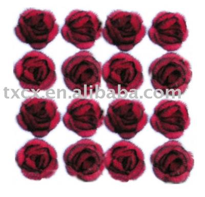 REX RABBIT fur flower coat pin (REX Rabbit fur coat Blume pin)