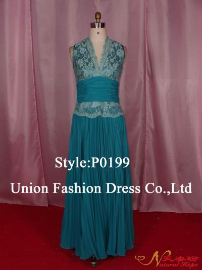 Prom dress with lace and beads