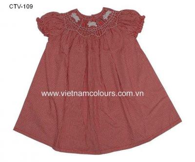 Hand Embroidered %26 Smocked Dress Ctv-109