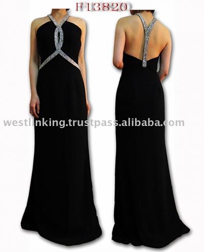 Elegant Black Beaded Dress-F13820
