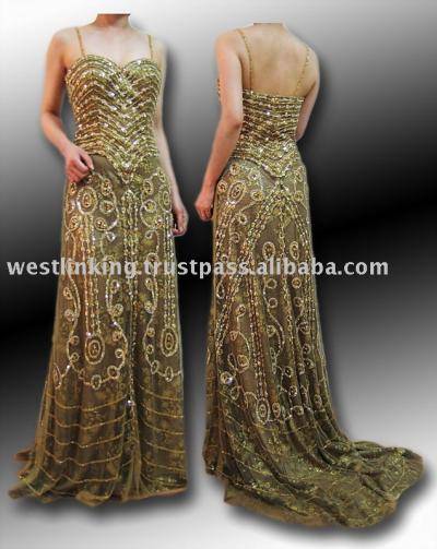 Stunning Red Beaded Evening Dress-725c (Stunning Red Beaded Evening Dress-725c)