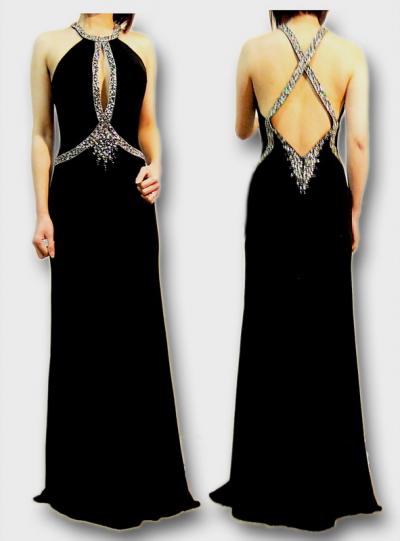 GORGEOUS! BEADED BLACK BODY-HUGGING DRESS