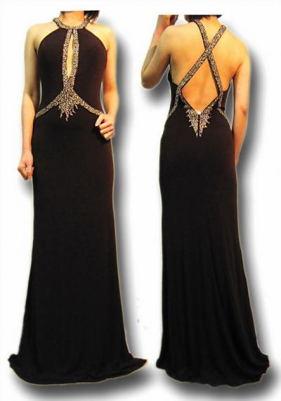 GORGEOUS! BEADED BLACK BODY-HUGGING DRESS