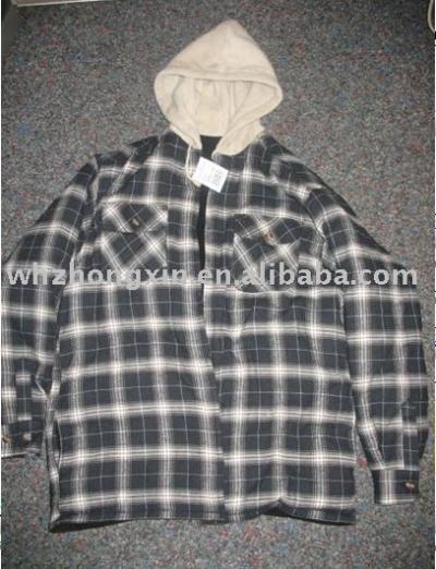 padded flannel shirt with hood (gepolsterte Flanellhemd mit Kapuze)
