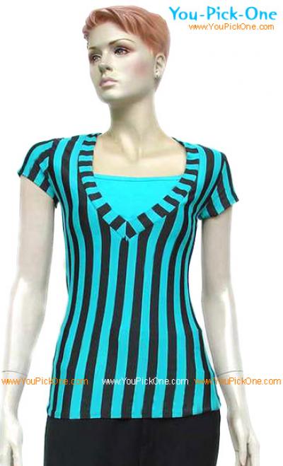 Stripe Blouse With 2 Colors (Stripe Blouse With 2 Colors)