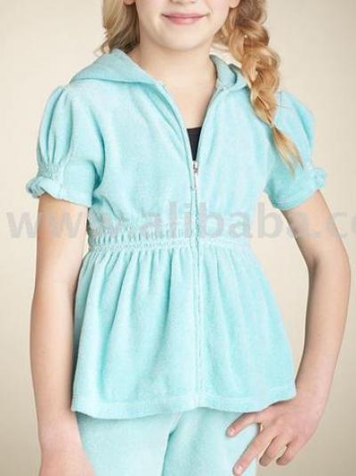 Girl`s Terry Puff-Sleeve Hoodie Suits (Girl`s Terry Puff-Sleeve Hoodie Suits)
