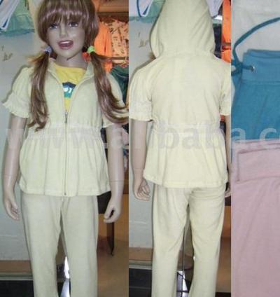 Girl`s Terry Short Sleeve Hoodie Suits (Girl`s Terry Short Sleeve Hoodie Suits)