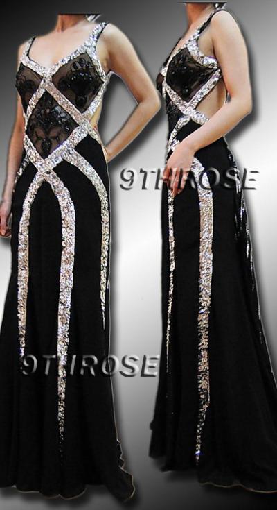 A Room Stopper! Silver-Beaded Black Gown (Ein Zimmer Stopper! Silber-Beaded Black Gown)