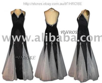 Most Stunning! Black %26 White Beaded Evening dress (Самые потрясающие! Черный 26% белого бисера Вечернее платье)