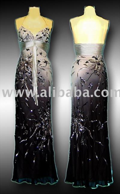 Stunning Beadings! Grey %26 Black Evening Gown 29775 (Stunning Baguettes! Grey% 26 Black Evening Gown 29775)