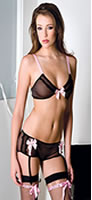 Mesh Top And Short Set With Garter Clips With Mini Bows (Mesh Top And Short Set mit Garter Mini-Clips mit Bögen)