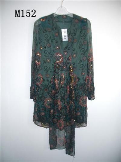 Women 100% Silk Printed Dress (Женщины 100% шелк Печатный платье)