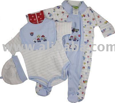 4 Pcs Baby Clothing Set 100% Cotton