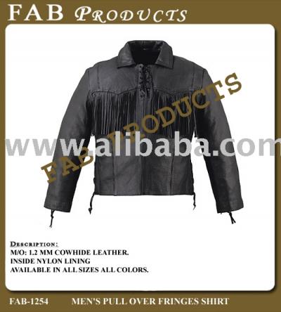 Men`s Fringed Pullover Jackets M / O Cowhide Finished Leather (Men`s Fringed Pullover Jackets M / O Cowhide Finished Leather)