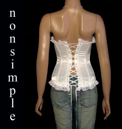 Sexy White Satin White Laced / Bow Corset Woman Top (Sexy White Satin White Laced / Bow Corset Woman Top)
