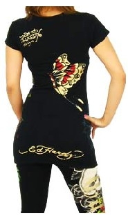 Short Sleeve Side Screen Tunic-Geisha %26 Butterfly T-Shirts (Кратко рукава боковой экран Туника-гейши% 26 Butterfly Футболки)