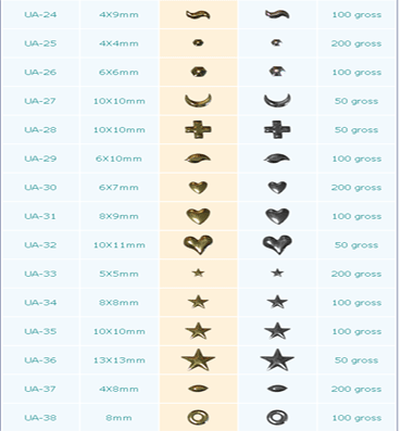 Aluminum Hot Fix sequins In Shapes