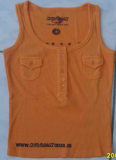 Ladies Cotton 2x2 Rib Garment Pigment Dyeing Vest (Meine Damen Baumwolle 2x2 Rib Garment Pigmentfärberei Vest)