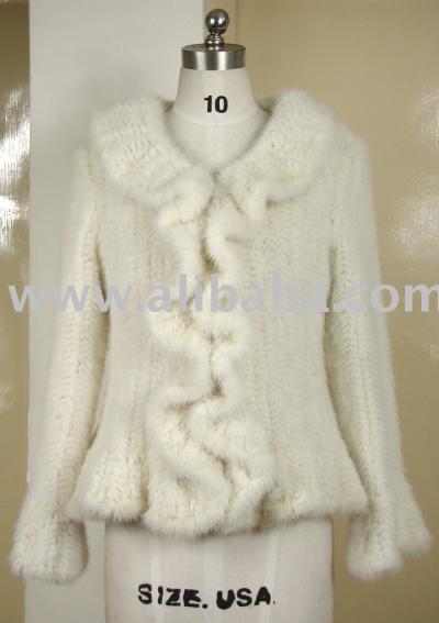 Knitted Mink Fur Coat Jackets