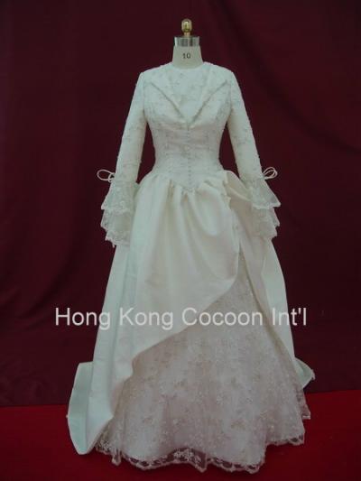Long Sleeve High Neck Wedding Gown