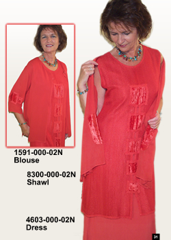 Dress, Blouse And Shawl Red Rose (Kleid, Bluse und Schal Red Rose)