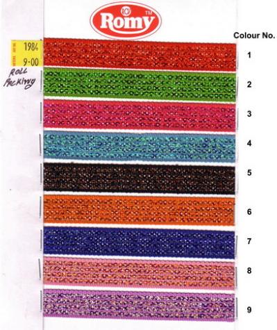 Zari Laces, Trimmings, Fringes, Braids, Ribbons. (Zari Spitzen, Borten, Fransen, Borten, Bänder.)