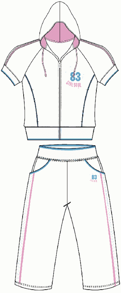Hooded Short Sleeve Jacket And Flud Pant (Кратко капюшон куртки и рукава флуд Pant)