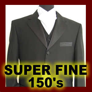 Italian Hand Tailored Suit 3 PC Tuxedo Black Super 150`s