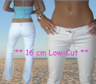 Low Cut Hip Jeans Reflecting White