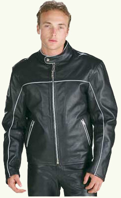 Men`s Black High Grade Cowhide Motorcycle Biker Leather Jacket