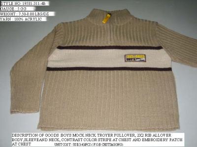 Boys Troyer Neck Pullover