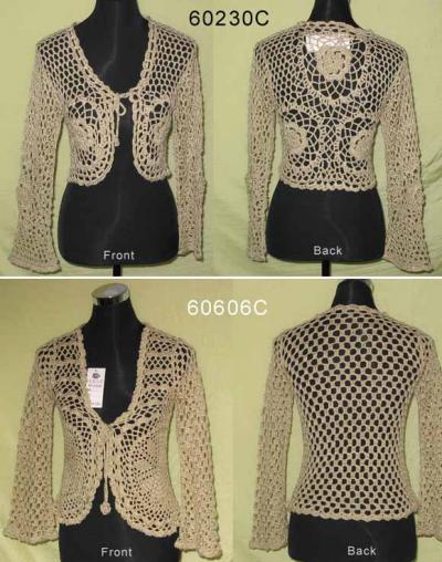 Ladies` Hand Crocheted Cardigan