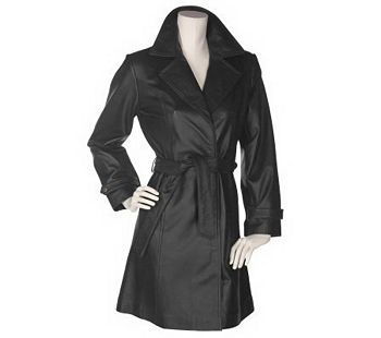 Leather Trench Coat Jacket Black